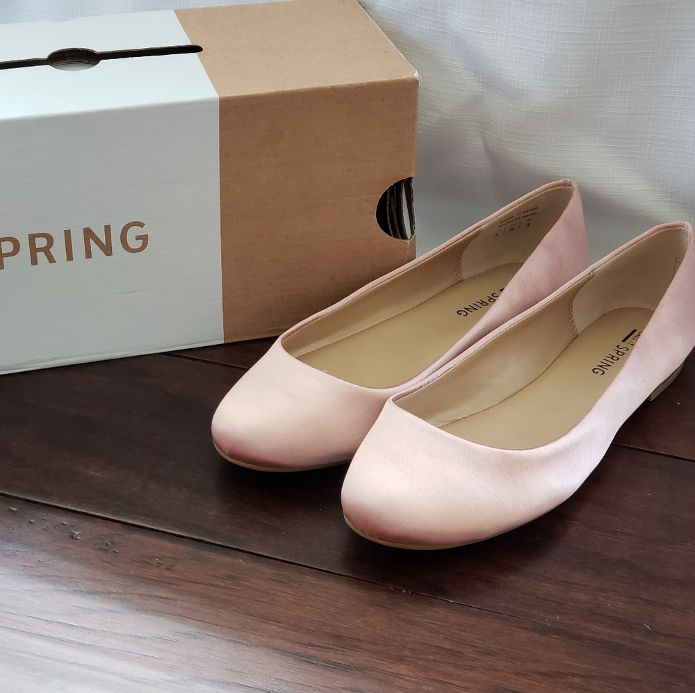 Call It Spring pink satin flats. New